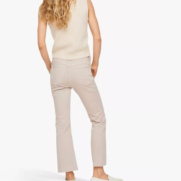 BNWT Mango Sienna Flare Cropped High Waisted Jeans in Light Beige Women's 10 - Picture 2 of 16